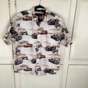 Bit & Bridle Men's Large White Farm & Auto Print Short Sleeve